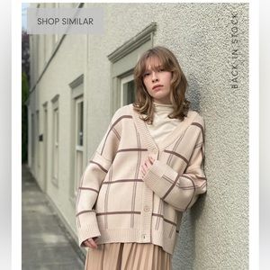 Oak+Fort Oversized Plaid Cardigan in Pumice Stone Fossil